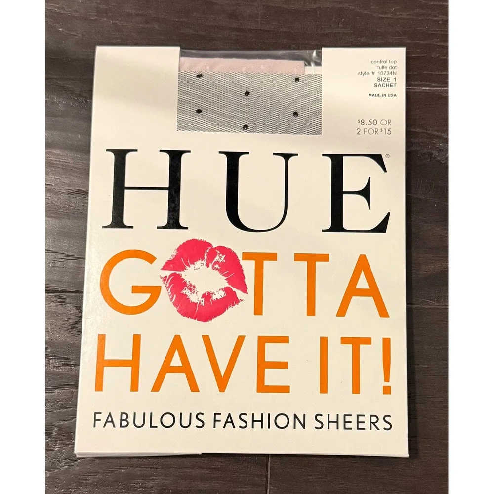 Hue Womens Size 1 Tulle Dot Sheers Sachet Control Top Tights 10734N NEW